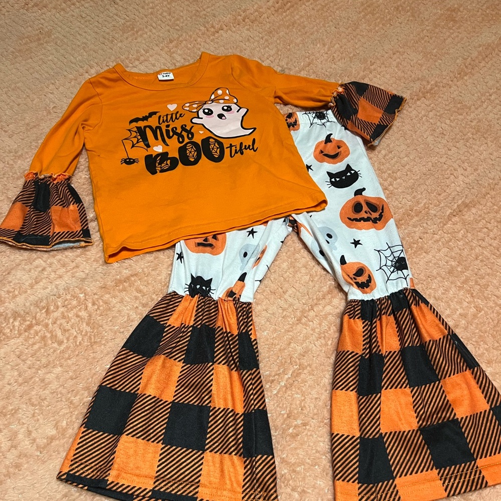 PatPat Orange and Black Halloween Ghost Costume